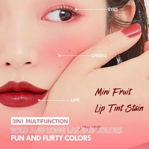 3 Colors Water Based Lip Stain Set£¬Dyeing Lip Liquid Lip Glaze£¬Multi-use Korean Moisturizing Velvet Mini Lip Glaze£¬Vivid Color Lip Stain with Weightless Long lasting Non-Stick Cup Waterproof