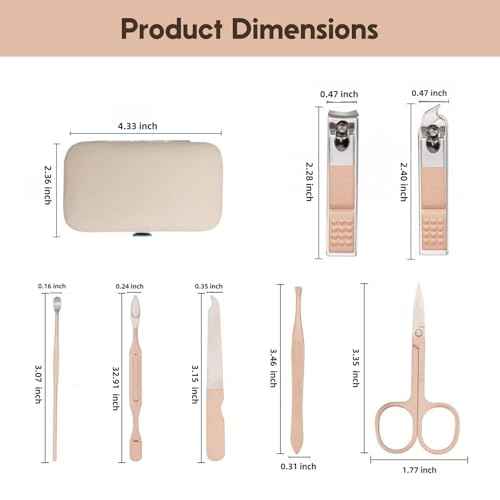 7 Pcs Manicure Set with Nail Clippers Scissors Files, Portable Grooming Kit for Home Office Travel with Storage Case