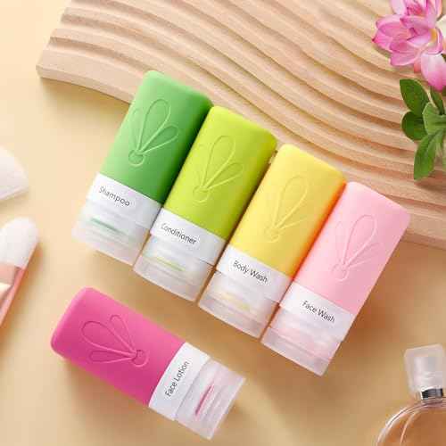 INSFIT Travel Bottles for Toiletries, TSA Approved 2oz Travel Size Containers, BPA Free Leak Proof Squeezable Silicone Tubes for Shampoo Conditioner Lotion Soap with Labels