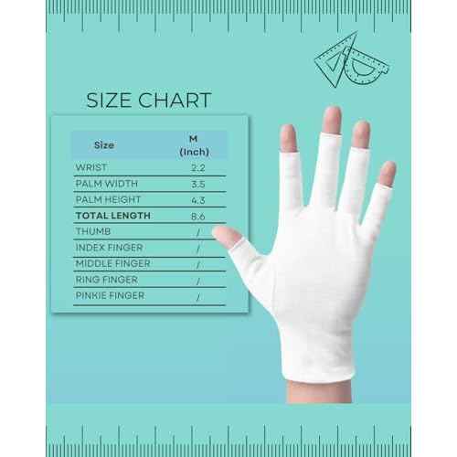 2 Pairs White Cotton Moisturizing Gloves ? Fingerless Design with 5 Open Fingertips per Glove ? 100% Cotton ? Touchscreen-Friendly Night Gloves for Dry Hands