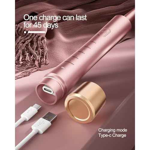 Sonic Electric Toothbrush for Adults, USB Rechargeable Sonic Toothbrush with 8 Brush Heads, Smart Timer, 5 Modes, 2-Hour Fast Charge Last 30 Days, Pink