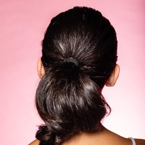 Gimme Beauty Fine Hair Elastic Bands - Slim-Fit Elastic Ties for Fine, Brittle, or Bleached Hair - No-Dent, Gentle-Grip Ponytail Holders for All-Day Comfort - 12 Pack, Black