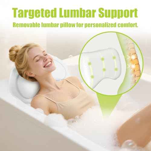 Full Body Bath Pillow for Tub - Extra Long & Thick Tub Pillow with Head, Back & Lumbar Support, 168 Non-Slip Suction Cups, Soft 5D Mesh Spa Cushion, Fits All Tubs-Gift for Soaking