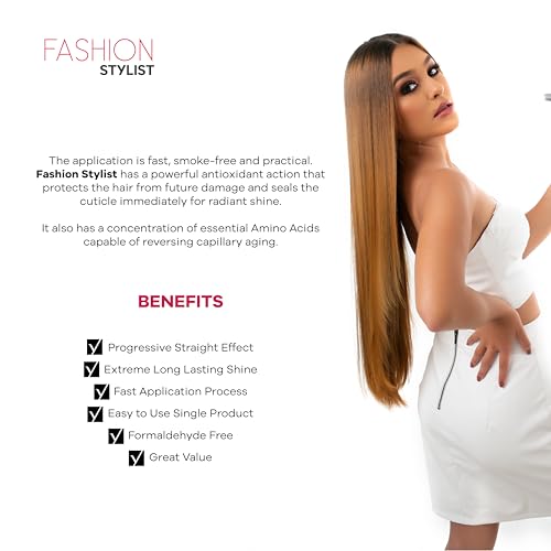 YBERA PARIS Fashion Stylist Cream | Keratin Hair Straightening Treatment | Smooth System | Extreme Shining Hair | Color Safe | Enhanced with Omega | 5.2 FL Oz