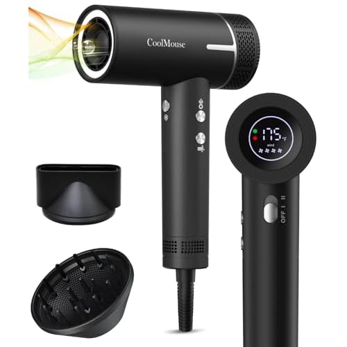 High-Speed Ionic Hair Dryer: 160000 RPM Brushless Motor Fast Drying Low Noise Thermo-Control Hairdryer,500 Millions Negative Ionic Care Blow Dryer Travel with Magnetic Diffuser & Nozzle