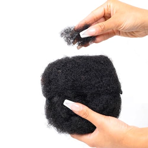 Tight Afro Kinky Bulk Human Hair for Dreadlock Extensions, 100% Human Hair,120Gram 12 Inch 4 Bundles/Pack Natural Black #1B,Repair Extensions,Making Locs or Braids, with Needles and Hairpin