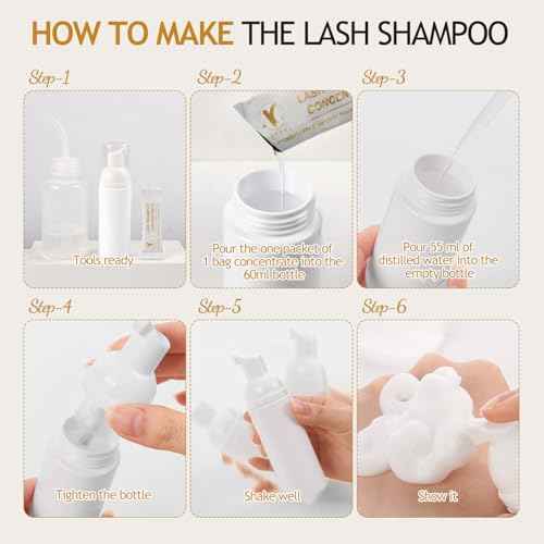 Lash Shampoo Concentrate Unscented Eyelash Cleanser Concentrate Pack 12 Bags Lash Wash Concentrate Foaming DIY Lash Foam Concentrate Eyelash Extensions Shampoo Travel Home Care Eyelash Supplies