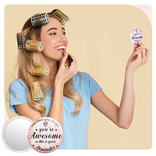 2.76 Inch 36 Pcs Inspirational Compact Mirror Bulk Gifts for Women Mini Pocket Mirror Small Employee Round Makeup for ?Christmas Galentines Mothers Nurse Quinceanera