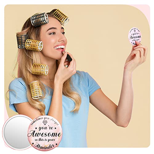 2.76 Inch 36 Pcs Inspirational Compact Mirror Bulk Gifts for Women Mini Pocket Mirror Small Employee Round Makeup for ?Christmas Galentines Mothers Nurse Quinceanera