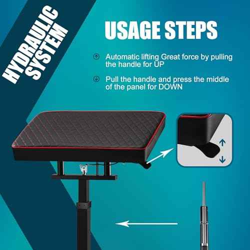 POARMEEY Large Tattoo Armrest Stand with Hydraulically Adjustable Height for Professional Tattoo Artists