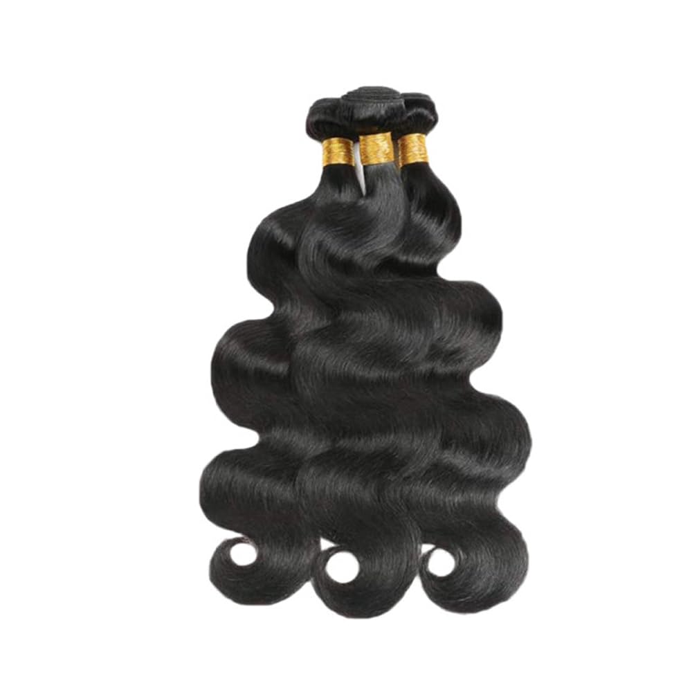 34 34 34 Inch Color 1B Body Wave Bundles Natural Black Human Hair Bundles Niegmeag Peruvian Virgin Soft and Skily Remy Hair Extensions Double Weft Hair Weave