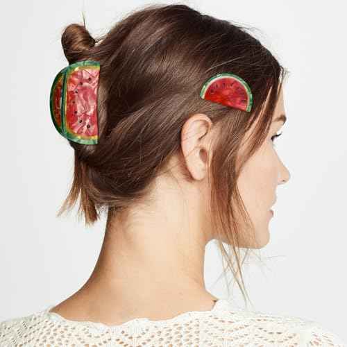 2 Pcs Watermelon Hair Claw Clips Acetate Hair Claw Fruit Small Hair Catch Jaw Clamp Strong Hold Hair Jaw Barrettes Clips Non-slip Retro Hair Accessories for Women Girls