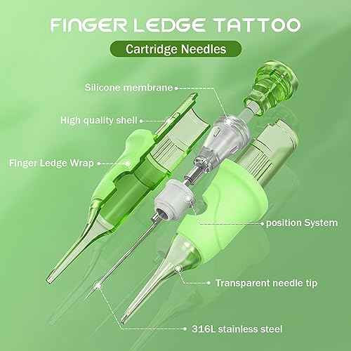 Tattoo Cartridge Needles 1RL 0.35mm #12 Standard Finger Ledge Permanent Makeup Lips Hairstrokes Cartridges Lining Needle for Scalp Micropigmention Rotary Tattoo Gun Kit Supply 1201RL (OMNI V2)