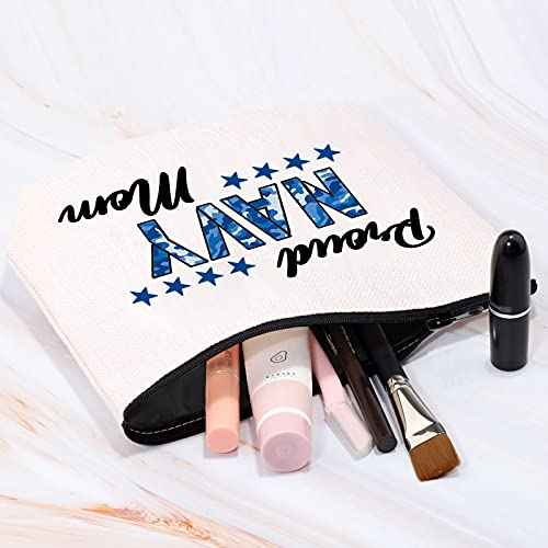 Proud Navy Mom Cosmetic Bag Navy Mom Gifts for Women Military Mom Gifts Navy Sailor Gifts Navy Deployment Gifts for Mom (Proud Navy Mom bag)