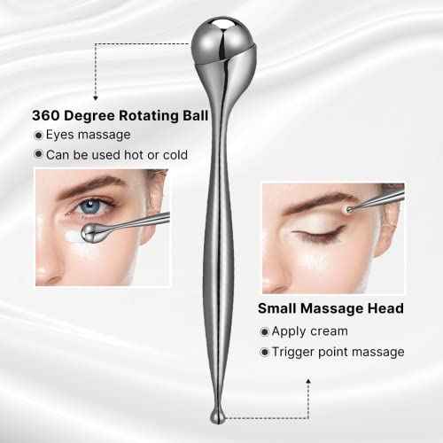 Eye Roller, Facial Roller Massager - Reduces Puffiness, Dark Circles, Cooling Therapy for Tired Eyes (with Applicator)