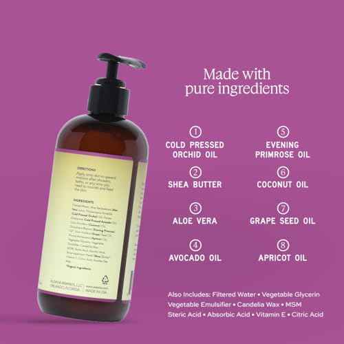 Aleavia Orchid Prebiotic Body Lotion ? Lightly Scented, All-Natural Moisturizing Body Lotion with Organic Essential Oils for Soft, Smooth Skin ? 12 Oz