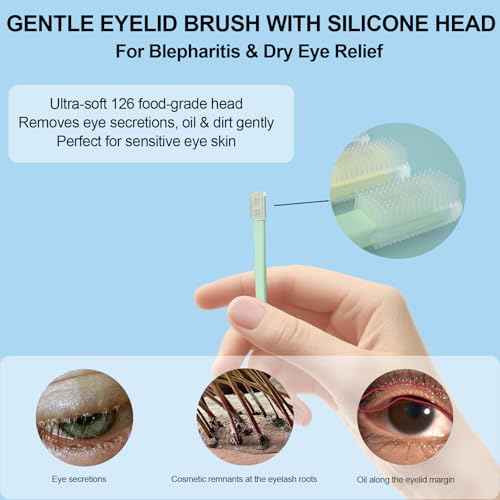 Eyelid Brush with Soft Silicone for Sensitive Eyelids,Gently Deeply Clean Eyelid Margins,Removes Dirt,Oil.Blepharitis,MGD and Dry Eyes Relief,Lid Scrub Device,Eyelid Cleanser Partner (5pcs)