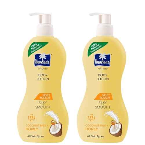 Parachute Advansed Soft Touch Body Lotion with Pure Coconut Milk & Honey |For Women & Men | All Skin types | 100% Natural, 72h Moisturisation | 13.5 Fl.oz. (Pack of 2)