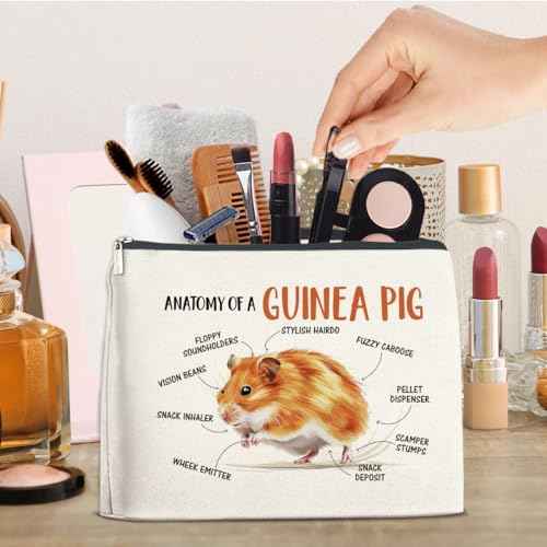 Funny Guinea Pig Gifts Makeup Bag for Women Girls, Birthday Christmas Gifts for Guinea Pig Animal Lovers Friends Besties Zipper Cosmetic Bag Travel Toiletry Pouch for Purse