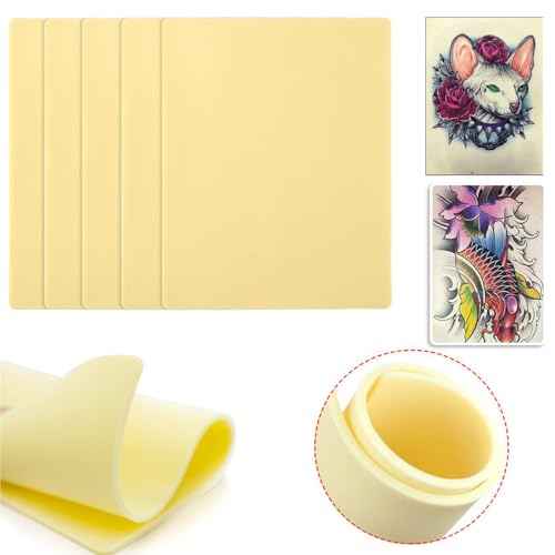 5 Sheets Large Tattoo Practice Skin Double Sides Using Thickness 3mm Fake Skin Silicone Practice Skin for Beginners