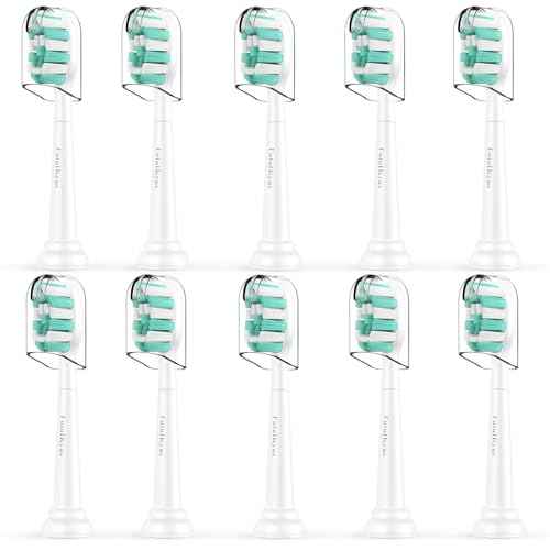 FutulkyUS Toothbrush Replacement Heads for Philips Sonicare C1 C2 ProtectiveClean 4100 5100 Electric Toothbrush Head 1 2 Series Plaque Control Snap-on, 10 Pack