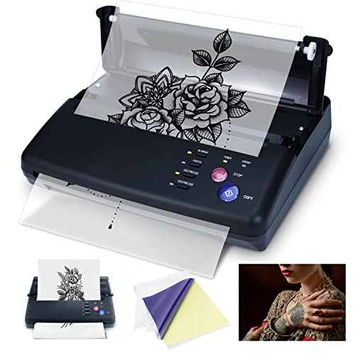 Tattoo Transfer Stencil Printer, with 20PCS Transfer Paper, Thermal Copier Machine for Tattoo Transfer Temporary and Permanent Tattoos,Black