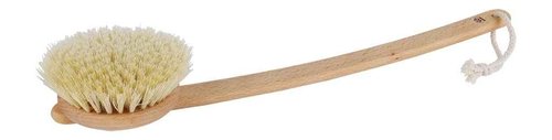 Redecker 100% Made in Germany Round Tampico Fiber Bath Brush with Extra-Long Oiled Beechwood Handle, 18-1/2-Inches