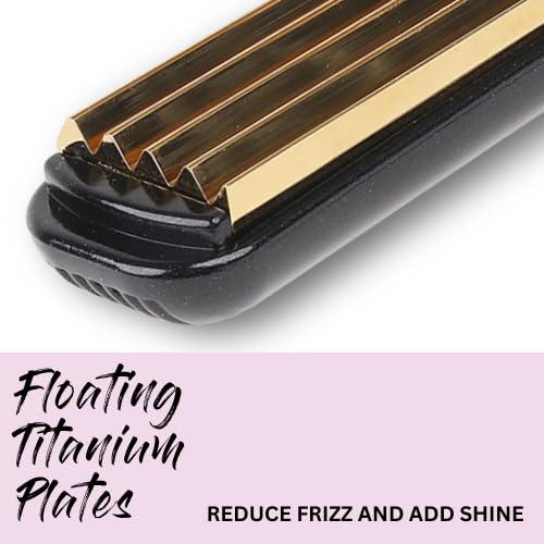 Aria Beauty Titanium Texturing Crimper - Hair Crimper Iron for 90's Inspired Volume and Shine - Crimping Tool with Adjustable Heat up to 450 F - 1 pc