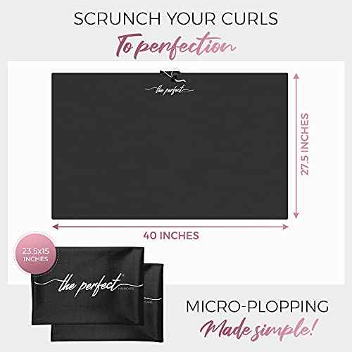 THE PERFECT HAIRCARE Curly Hair Girls Microfiber Plopping Towel Set Gift - Anti-frizz Silky Smooth Hair Drying Wrap for Women - Super Absorbent Large Hair Towel + 2 Scrunching MicroPlop Towels