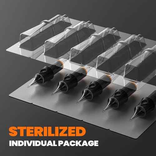 50 Assorted Tattoo Cartridge Needles Mixed Size #12 Standard Round Liner Shader Magnum - 5Pcs each of 5RL, 7RL, 9RL, 11RL, 5RS, 9RS, 15M1, 21M1, 15RM, 21RM Pro Disposable Tattoo Needles