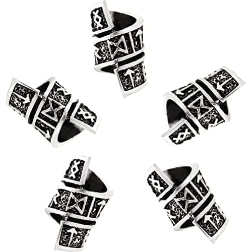 HAQUIL Braiding Bracelet Pendant Pull Dreadlock Pin Quick Beader Viking Beads Combo 5 pcs Viking Celtics Knots Triquetra Hair Lock