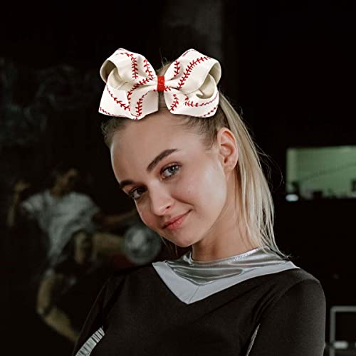 Jumbo Baseball Cheer Bow Clips 7.5" Big Glitter Leather Softball Hair Barrettes Game Day Girls Cheerleader Sports Player Fans Gift Large Ponytail Holder Decor Accessory