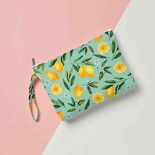 Fokongna Wet Bag Wet Dry Bag Beach Bag Wet Bag For Swimsuit, Travel Makeup Bag Toiletry Bag Waterproof Large Capacity for Women Girls Mom Sister Friends Diaper Bag Strawberry lemon Decor