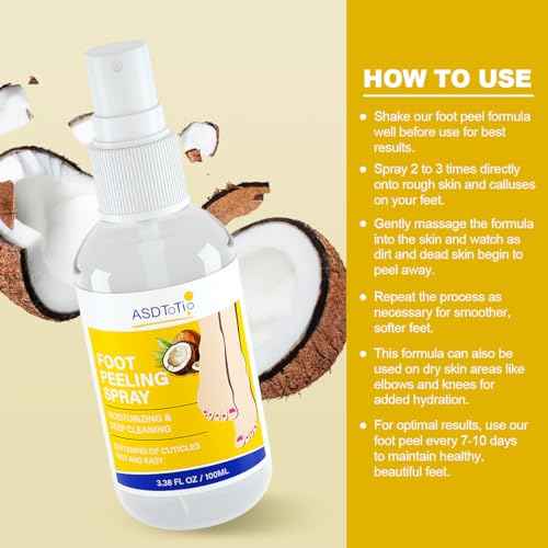 Instant Foot Peeling Spray- Coconut Foot Peeling Spray Instantly Remove Dead Skin, Hydrate & Nourish. Exfoliate Dry, Rough Skin- 4 fl.oz