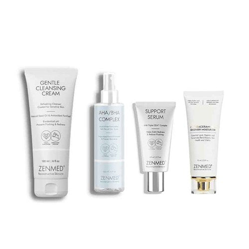 ZENMED Free and Clear Combo with Omegaceramide, Gentle Cleansing Cream, Support Serum, Facial Cleansing Gel