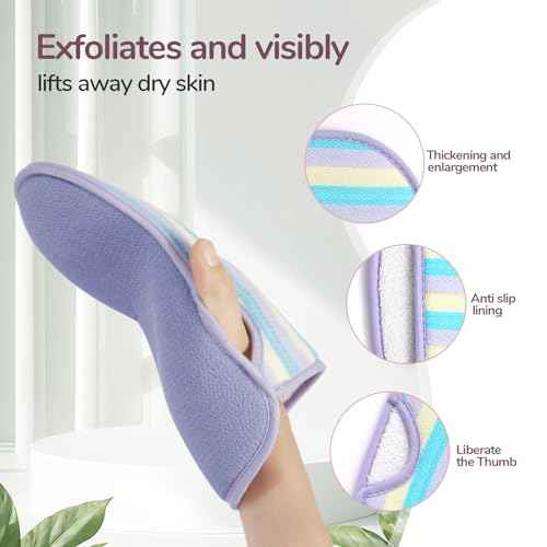 Deep Exfoliating Gloves for Body, Exfoliating Mitt for Shower Ideal for Dead Skin Remover, Dual Texture (Coarse & Fine), Thicken, Non-Slip Inside, Random color (1 Pack)