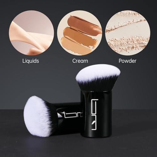 2pcs Retractable Foundation Makeup Brush, Kabuki Brush For Powder, Blush, Bronzer, Concealer, Portable Brush Cover, Perfect for Travel(Black)