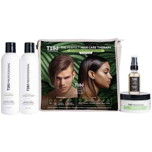 T180 Hair Care Therapy Hair Repair Treatment for Damaged Hair – 4-Piece, 8 oz Kit Treatment Consisting of Vitalizing Shampoo and Conditioner, Hair Serum, Hydrating Mask – Ideal for All Hair Types*