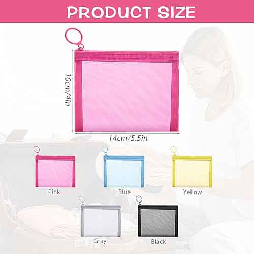 5 Pcs Mesh Zipper Pouch Bags, Small Makeup Bag for Purse Mini Zipper Mesh Bags Cosmetic Travel Toiletry Bag for Daily Toiletries Office Supplies & Cosmetics Travel Accessories