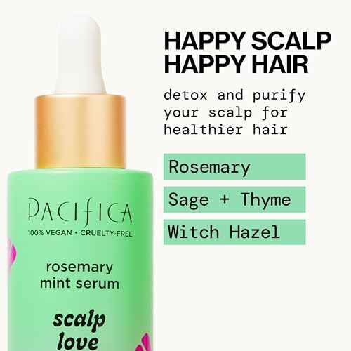 Pacifica Scalp Love Rosemary Mint Serum - Dry, Flaky, and Itchy Scalp Serum, Hydrating, Moisturizing, and Calming Treatment Formulated with Witch Hazel, Vegan and Cruelty-Free - 2 Fl Oz