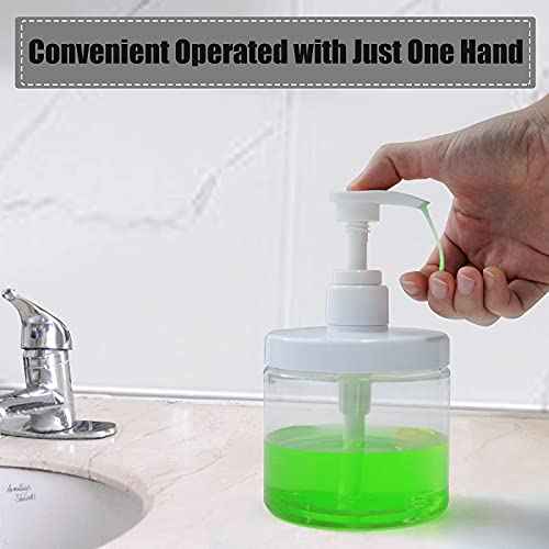 Cosywell Pump Bottle Dispenser Plastic Refillable Bottles Wide Mouth Jar Style Empty Bathroom Shower Containers for Lotion Shampoo Conditioner (Clear, 2X 500ml)