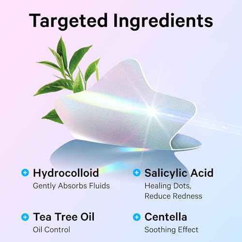 Sosky Hologram Pimple Patches for Face, Hydrocolloid Acne Patches with Salicylic Acid, Cute Star Zit Stickers,Colorful Blemish Covers,36 Count Blue Pink Star Heart Cloud