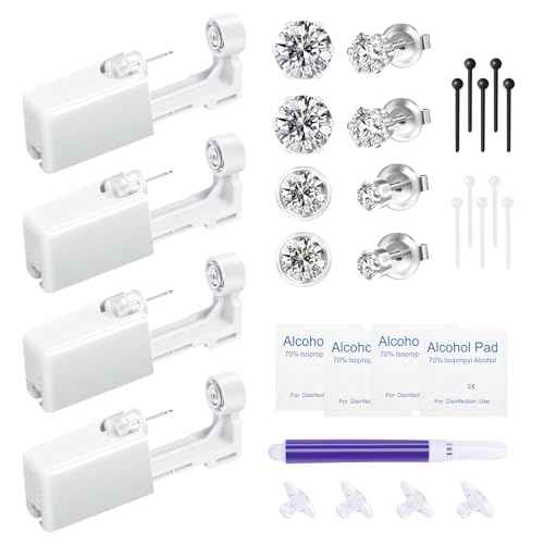 4pcs Ear Piercing Kit, Self Ear Piercing Gun, Easy And Safe Ear Piercing Gun Kit, Disposable Earring Piercing Kit, Piercing Kit, Piercing Gun