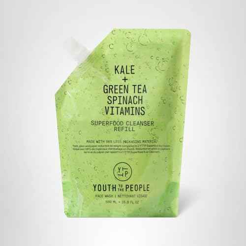 Youth To The People Superfood Facial Cleanser Refill - Kale + Green Tea Daily Face Wash, Gentle Makeup Remover, with Soothing Antioxidants for Glowing Skin, pH Balance, Clean Pores – 16 fl oz