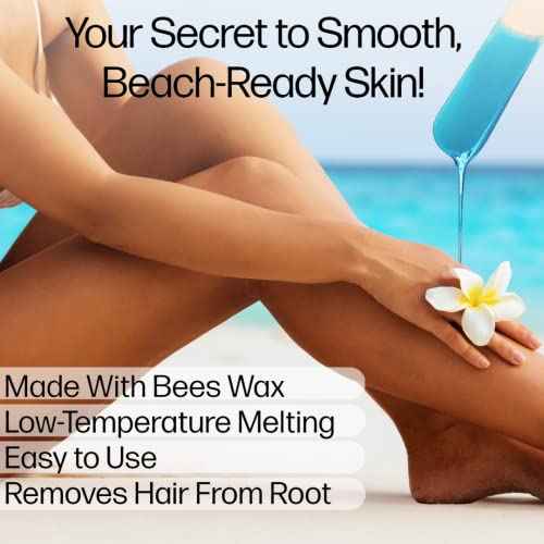 OMWAH Hard Wax Beads for Hair Removal, Brazilian Wax Beads, Natural Beeswax for all Skin type- Bikini, Face, Body & Armpits, Professional & Home Use, All-Purpose Wax Beans, Sea Breeze Scent, 1lb Bag