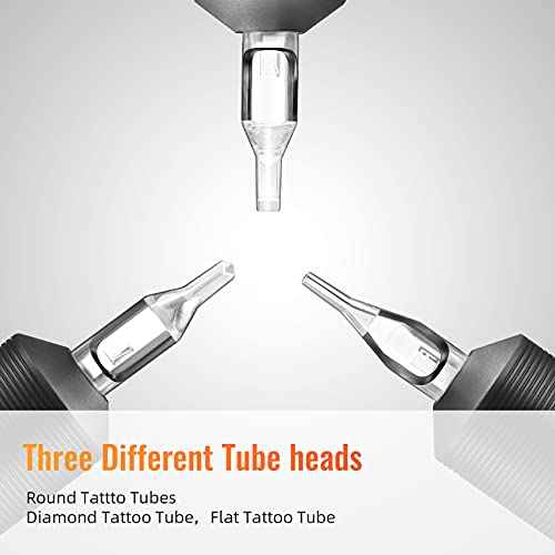 5RT Clear Tube Grips 25PCS, 1 Inch Disposable Tube Grip with Black Silicone Grips and Clear Long Tips, 5 Round Tubes for 3RL 4RL 5RL 3RS 4RS 5RS