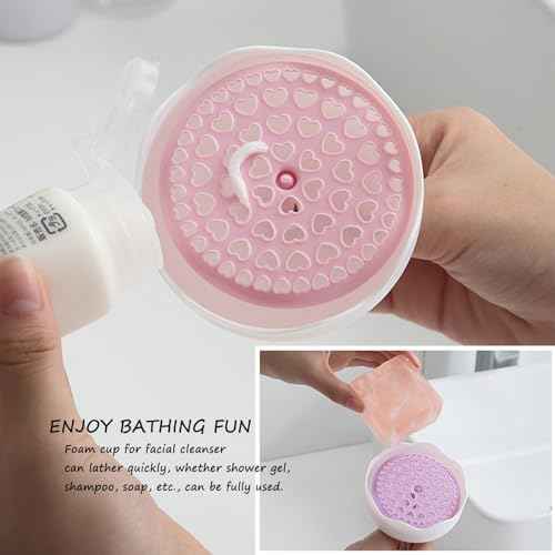 Plastic Facial Cleanser Foamer Cup Portable Face Cleanser Foam Maker Cup Travel Skin Care Foam Maker Facial Skin Cleansing Care for Quickly get a rich cleanser lather (Purple)