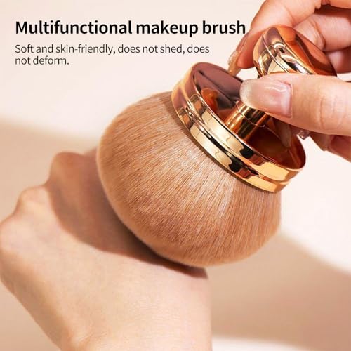 FUNAN Extra Large Body Makeup Brush For Self Tanner, Bronzer Blend &Self Tan Back Applicator, 75mm Wide-headed Kabuki Brush, Mushroom type Face Neck Body Leg Tanning Makeup Rose Gold