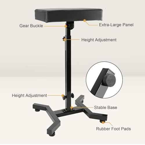 WZPB Tattoo Armrest Stand, Tattoo Arm Rest Stand Adjustable, Tiltable Thickened Black Leather Cushion, Stable Four Corner Base, Portable Tattoo Armrest for Studio Salon Tattoo