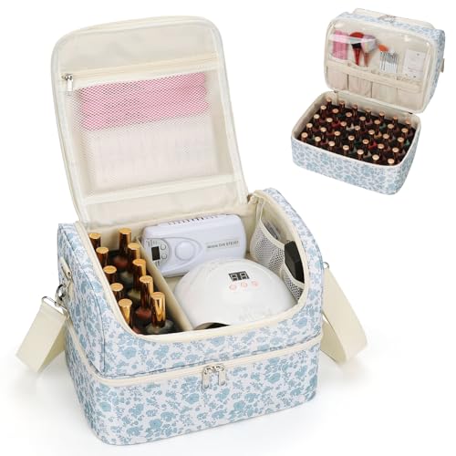 CUBETASTIC Nail Polish Organizer, Nail Supplies Storage Case Holds 45 Bottles Nail Polish & Nail Lamp, Travel Nail Tech Carrying Bag, Nail Kit Bag For Nail Stuff & Manicure Tools